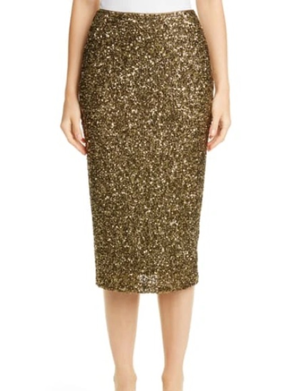 Casey Shimmering Sequin Pencil Skirt In Heritage Gold